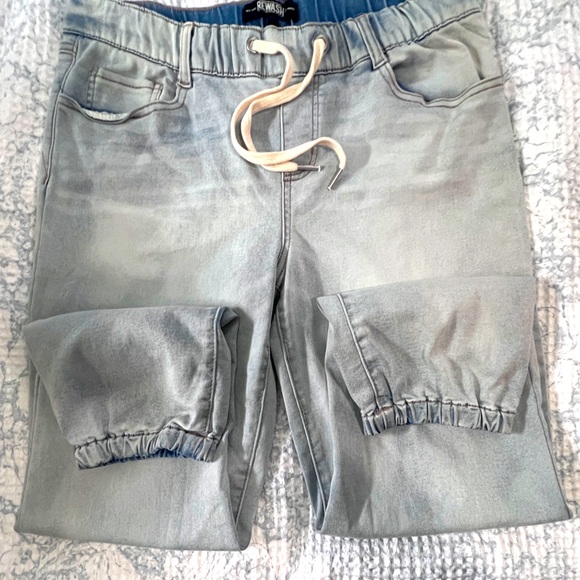 Women’s Rewash Jeans Denim Drawstring Joggers M Lightwash Elastic Waist EUC - Picture 3 of 5